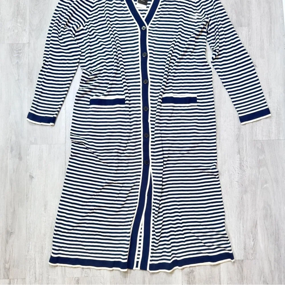 Ralph Lauren Women’s 3X NWT Striped Mulberry Silk Blend Long Cardigan Sweater